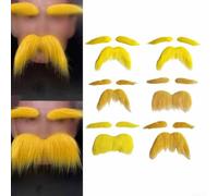 Comgooldool Ensemble Moustache Jaune Tissu Doux pour Fête | , application rapide, pour idéal dernière minute, léger 30g, confort toute la journée(B)