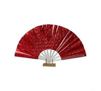 Comgooldool Éventail de danse en PVC transparent de 33 cm, léger et pliable pour festivals de musique et spectacles théâtraux, design élégant en plastique pour chorégraphie (rouge)