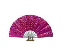 Comgooldool Éventail de danse en PVC transparent de 33 cm, léger et pliable pour festivals de musique et spectacles théâtraux, design élégant en plastique pour chorégraphie (magenta)