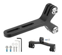 Comgooldool Extension de support de guidon de vélo pour barres intégrées, support de lumière en aluminium et adaptateur d'appareil photo pour Garmin pour Bryton pour ordinateurs Wahoo, double trou de