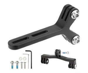 Comgooldool Extension de support de guidon de vélo pour barres intégrées, support de lumière en aluminium et adaptateur d'appareil photo pour Garmin pour Bryton pour ordinateurs Wahoo, double trou de