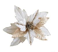 Comgooldool Fleur de poinsettia à paillettes pour décoration d'arbre de Noël Rouge 27 cm