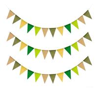 Comgooldool Guirlande de fanions triangulaires verts en polyester de 4 m avec corde de chanvre pour décoration de mariage, fête d'anniversaire, décoration à faire soi-même, guirlande rustique