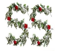 Comgooldool Guirlande de Noël artificielle dorée pour intérieur et | Lot de 2 guirlandes de Noël artificielles flexibles dorées pour porte d'entrée, cheminée, couronne, mariage, 170 cm, blanc