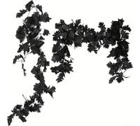 Comgooldool Guirlande Érable Artificielle Noire 2,45m pour déco Halloween | pour feuilles érable réalistes en PE, détails intriqués, aspect naturel , pour idéal décoration maison(Black)