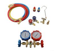 Comgooldool Kit de jauge de collecteur AC pour R410A R32 R404A R134a, testeur de pression en cuivre avec tuyaux à code couleur, outil de diagnostic à double port pour climatisation commerciale et