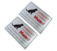 Comgooldool Lot de 2 panneaux d'avertissement en aluminium pour chien 30 x 20 cm - Plaque de sécurité pour intérieur et extérieur - Avis résistant au soleil avec trous de montage pour jardin, cour