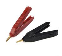 Comgooldool Lot de 2 pinces crocodiles Kelvin pour test de compteur LCR, pointes en cuivre doré, courant nominal 20 A, fils de test noirs et rouges pour applications d'ingénierie électrique
