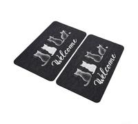 Comgooldool Lot de 2 tapis antidérapants pour chat avec envers en | Maille en polypropylène, piège la boue et la saleté, garde la maison propre, lot de 2, couleur noire