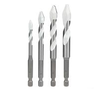 Comgooldool Lot de 4 forets excentriques à tête triangulaire de 6 à 12 mm pour poinçonnage de carrelage, verre, dalle, tige hexagonale en alliage d'acier pour bois, plastique, mousse, brique, pas