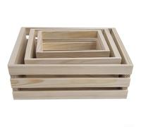 Comgooldool Panier de rangement en bois de pin pour mini accessoires, boîte en bois rustique pour l'organisation de maison de poupée, pour artisanat naturel pour petits articles et décoration