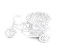 Comgooldool Panier de vélo tissé pour guidon, panier à fleurs en rotin plastique pour le cyclisme, rangement élégant et décoration pour les courses et effets personnels (blanc)