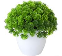Comgooldool Plantes vertes artificielles en pot, fausses fleurs réalistes en pot pour décoration de maison, bureau, bonsaï réaliste sur étagères de table, feuillage bas en plastique 17 x 16 cm (B)