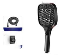 Comgooldool Pommeau de douche à 4 modes avec bouton poussoir 15 cm haut | 4 modes distincts : pluie, pour brume, mélange, jet, bouton poussoir facile pour basculer, nettoyage personnalisable (noir)