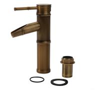 Comgooldool Robinet mitigeur de lavabo à poignée unique en laiton antique avec valve en céramique, montage sur pont pour évier de cuisine et de salle de bain, raccord G1/2", marron (S)