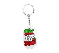 Comgooldool Six Seven Meme Porte-clés en acrylique 67 amusant pour adolescents, garçons et filles, décoration minimaliste rouge et vert pour sac à dos