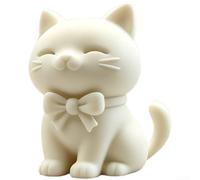 Comgooldool Statue de chat imprimée en 3D avec nœud papillon, figurine d'art moderne pour décoration de maison, bureau, décoration élégante en forme de chaton blanc, compacte 5,4 x 5 x 4,4 cm pour