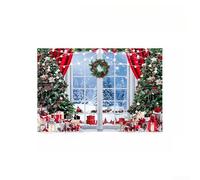 Comgooldool Toile de fond de Noël en polyester pour photo 150 x 100 cm | Tapisserie de bannière de vacances festives imprimée de personnages d'hiver pour décoration murale robuste avec œillets