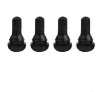 Comgooldool TR412 Lot de 4 tiges de valve de pneu en caoutchouc avec noyaux de valve, EPDM résistant aux intempéries et buse sans chambre à air en alliage d'aluminium pour voiture, camion, moto, noir