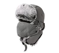 Comhats Bonnet d'aviateur imperméable pour homme - Chaud - En fourrure - Pour l'hiver, A69265_Gris, M/L