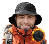 Comhats Bonnet d'hiver unisexe imperméable, chapeaux de pêcheur doublés de polaire chaude - Chapeaux de pluie pour hommes et femmes - Réglable | Pliable | Coupe-vent, L-XL