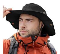 Comhats Chapeau de soleil large pour homme XL - XXL, chapeau de plage à large bord UV pour safari pour l'été, randonnée, pêche, marche, imperméable et coupe-vent 60-66cm, Noir , M/L
