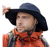 Comhats Chapeau de soleil large pour homme XL - XXL, chapeau de plage à large bord UV pour safari pour l'été, randonnée, pêche, marche, imperméable et coupe-vent 60-66cm, bleu marine, M/L