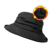 Comhats Chapeau d'hiver imperméable pour femme - Avec doublure en polaire chaude - Chapeau de pluie - Chapeau de soleil réglable, 737_Noir (doublure polaire), M