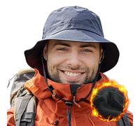 Comhats Chapeau d'hiver imperméable unisexe, chapeaux bob doublés de polaire chaude avec sangle de menton - Chapeaux de pluie pour hommes et femmes - Réglable | Pliable | Coupe-vent 55-64 cm, M/L