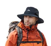 Comhats Chapeau seau imperméable, chapeau d'extérieur pour la randonnée, le golf, le safari, la pêche, la randonnée, chapeau de pluie, UPF 50+, réglable, pliable, coupe-vent 54-66 cm, bleu/noir, XL