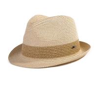 Comhats Trilby Chapeau de paille pour homme, pour l'été, protection solaire, pliable, taille S à 3XL, Fedora, pour plage, festival, enroulable et élégant, 54-66 cm, 16010_Beige, S