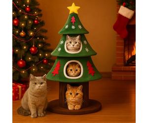 COMHOAM Arbre à chat à plusieurs étages avec maison à chat avec griffoir, balle de jeu, arbre d'escalade stable pour chats, vert 135 cm de haut