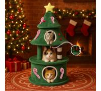 COMHOAM Arbre à chat à plusieurs étages avec maison pour chat, plateformes et balles de jeu, 135 cm de haut, arbre d'escalade stable pour chats, vert