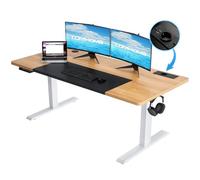 COMHOMA Bureau Assis Debout Électrique 140 * 60, Table Réglable en Hauteur, Fonction Mémoire 2 Hauteurs, pour Le Bureau, la Chambre, Bois