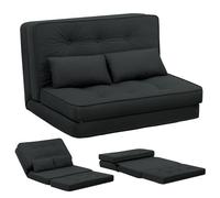 COMHOMA Canape Convertible 2 Places Petit Lit Sofa Dossier Réglable à 6 Niveaux, Adapté au Salon, à la Chambre et au Camping, Noir