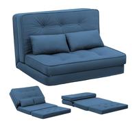 COMHOMA Canape Convertible 2 Places Petit Lit Sofa Dossier Réglable à 6 Niveaux, Adapté au Salon, à la Chambre et au Camping, Bleu