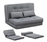 COMHOMA Canape Convertible 2 Places Petit Lit Sofa Dossier Réglable à 6 Niveaux, Adapté au Salon, à la Chambre et au Camping, Gris