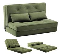COMHOMA Canape Convertible 2 Places Petit Lit Sofa Dossier Réglable à 6 Niveaux, Adapté au Salon, à la Chambre et au Camping, Vert