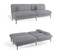 COMHOMA Canapé Convertible 3 Places Canapé-lit Pliable avec Fonction Couchage - Canapé 2 en 1, Dossier réglable 5 Niveaux, Chambre d'amis et Home cinéma, Gris