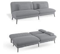 COMHOMA Canapé Convertible 3 Places Canapé-lit Pliable avec Fonction Couchage - Canapé 2 en 1, Dossier réglable 5 Niveaux, Chambre d'amis et Home cinéma, Gris