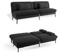 COMHOMA Canapé Convertible 3 Places Canapé-lit Pliable avec Fonction Couchage - Canapé 2 en 1, Dossier réglable 5 Niveaux, Chambre d'amis et Home cinéma, Noir
