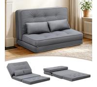 COMHOMA Canapé Convertible Au Sol, 3 en 1, Dossier Réglable sur 6 Niveaux, avec 2 Coussins Lombaires, Adaptable Au Salon, Chambre Et Camping, Gris