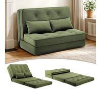 COMHOMA Canapé Convertible Au Sol, 3 en 1, Dossier Réglable sur 6 Niveaux, avec 2 Coussins Lombaires, Adaptable Au Salon, Chambre Et Camping, Vert