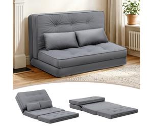 COMHOMA Canapé Convertible Au Sol, 3 en 1, Dossier Réglable sur 6 Niveaux, avec 2 Coussins Lombaires, Adaptable Au Salon, Chambre Et Camping, Gris