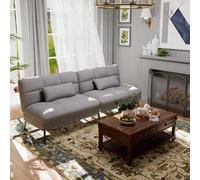 COMHOMA Canapé convertible avec fonction sommeil, housse Futon Canapé pliant, canapé-lit, canapé d'angle, canapé-lit, canapé 3 places, avec dossier réglable en tissu, gris