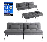 COMHOMA canapé Convertible en Peluche, canape 3 Places, Style Moderne, pour Salon, Appartement, Petit Espace,Pieds en métal 174 * 51 * 72cm, Gris