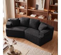 COMHOMA Canapé lit 2 Places modulable, en Laine d'agneau, composé de 2 modules indépendants, Forme Arrondie, avec accoudoirs et Poche de Rangement latérale, livré compressé, Design Moderne, Noir