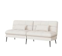 COMHOMA Canapé-lit avec Fonction de Couchage - Housse futon Convertible - Canapé d'angle - Canapé d'invité 3 Places - avec Dossier réglable en Tissu Blanc cassé