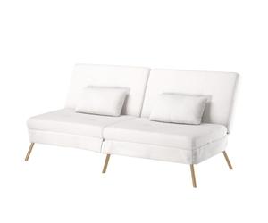 COMHOMA Canapé-lit avec Fonction de Couchage - Housse futon Convertible - Canapé d'angle - Canapé d'invité 3 Places - avec Dossier réglable en Tissu Peluche Blanc