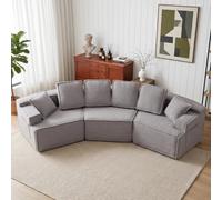 COMHOMA Canapé modulable, 3 Places Convertible en Laine d'agneau, composé de 3 modules indépendants, Forme Arrondie, avec accoudoirs et Poche de Rangement latérale, livré compressé, Gris